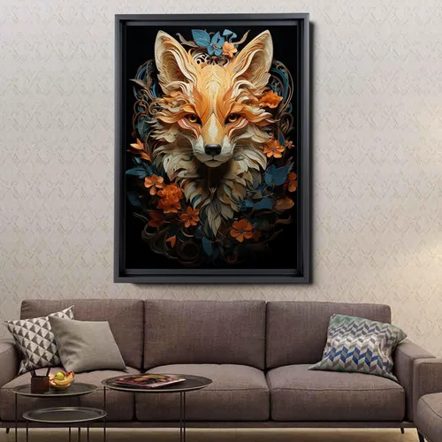 Vista 3 de Fox In The Forest Wall Art Red Fox Painting Magical Forest Canvas Nature Wall Art, Fox Art Print, Wildlife Poster