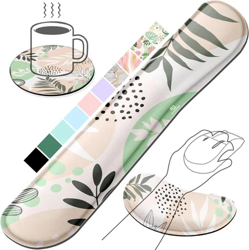 Vista 24 de Gimars Juego Mejorado Ampliado de Almohadilla de Apoyo para Muñeca de Teclado de Espuma Viscoelástica de Gel, Diseño Ergonómico Cómodo