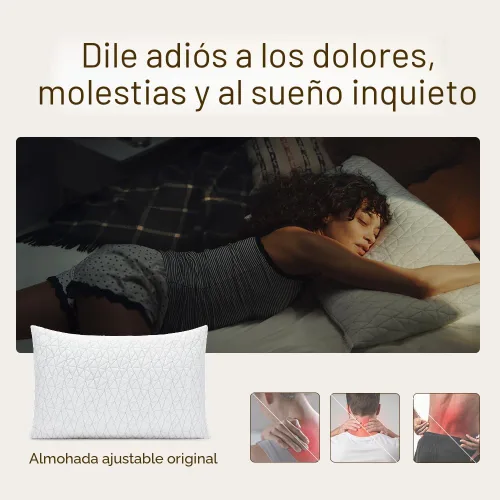 Vista 4 de Coop Home Goods Almohada ajustable original Crescent, almohadas de cama Queen para soporte de hombros, cuello y cabeza, almohadas de espuma de media