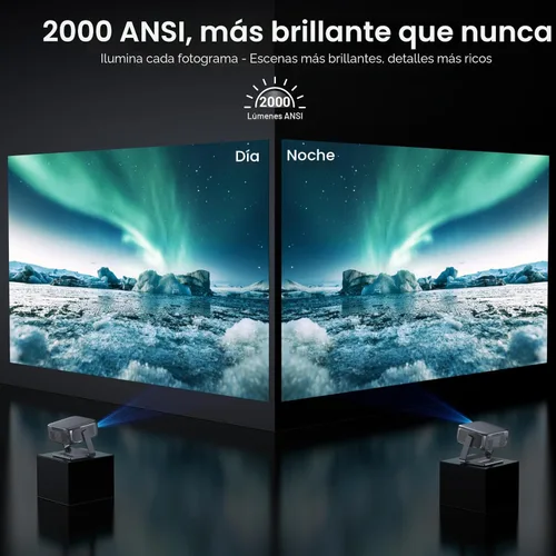 Vista 4 de Proyector para exteriores de Google TV con licencia oficial ANSI 2000 4K Full HD, proyector inteligente con WiFi y Bluetooth