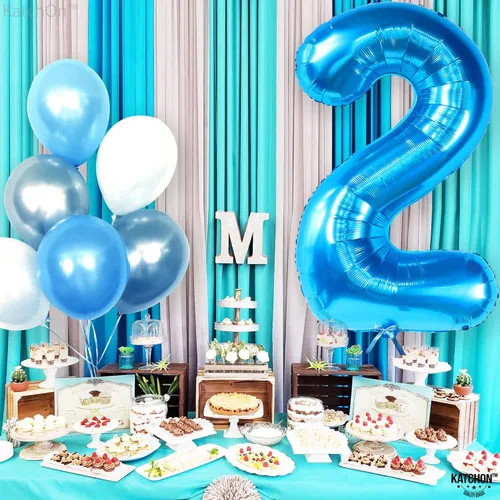 Vista 7 de KatchOn, Globo azul del número 2 – Grande, 50 pulgadas Globos de segundo cumpleaños para niño, dos decoraciones geniales de fiesta de cumpleaños