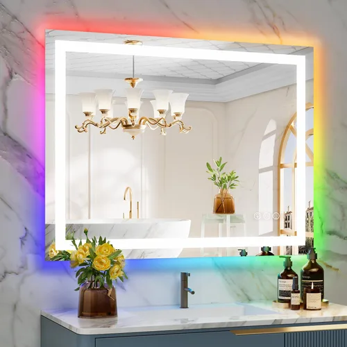 Vista 22 de Espejo de baño LED de 20 x 30 pulgadas con luces delanteras y retroiluminadas, espejo de tocador iluminado para pared de baño con 3