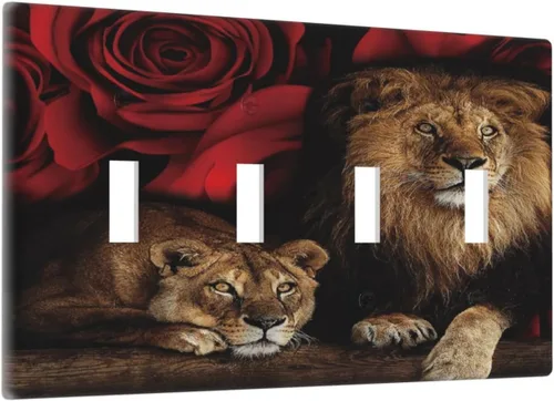 Vista 56 de Bear Moose Lodge Woodland - Placa de interruptor de luz dúplex individual de 1 banda, cubierta de salida decorativa de pared, placa frontal