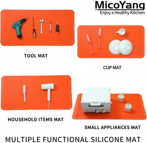 Vista 304 de MicoYang Alfombrilla de Silicona para Secar Platos de Múltiples Usos, Fácil de Limpiar, Ecológica, Alfombrilla de Silicona Resistente al Calor