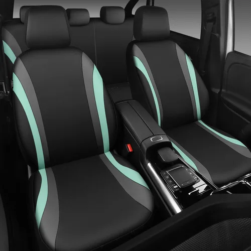 Vista 5 de CAR PASS Juego completo de fundas de asiento de automóvil impermeables EVA, color menta para automóviles, compatibles con bolsas de aire, ajuste