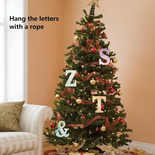 Vista 4 de Letras de madera blancas 3D de 4 pulgadas, letras del alfabeto de madera sin terminar para decoración de pared, manualidades de madera, letras