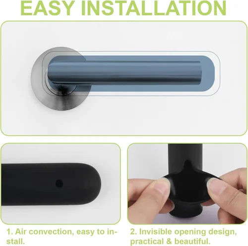 Vista 6 de Fundas para manijas de puerta, 2 guantes de silicona con bonito diseño de máscara de seguridad, cubierta de perilla antiestática para manijas