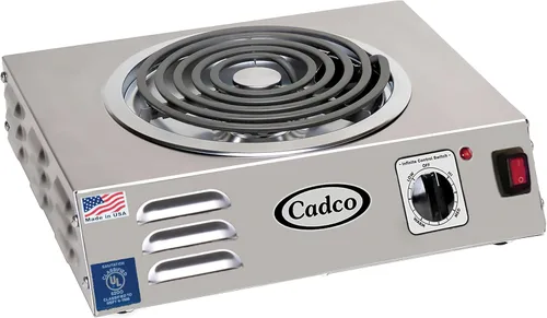 Cadco CSR-3T - Placa caliente eléctrica portátil de 14" para encimera de alta potencia con un quemador tubular para restaurante, hotel, camión de
