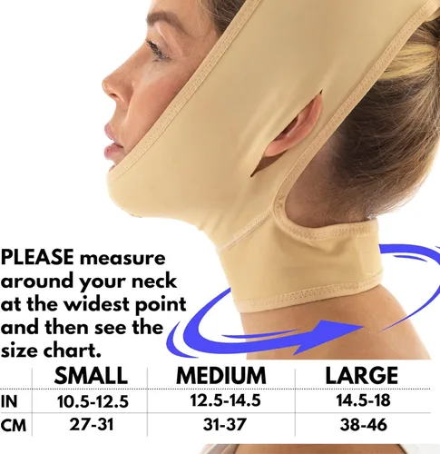 Vista 7 de Vendaje de compresión poscirugía para el cuello y la barbilla, más delgado para la cara, ajuste de la papada, cobertura del cuello, correa