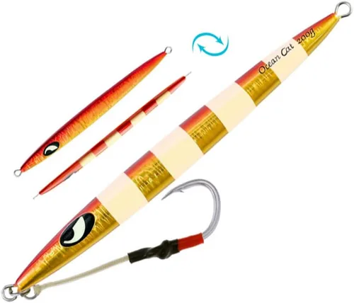 Vista 5 de OCEAN CAT Jigs de pesca de agua salada en alta mar Jigging de velocidad de lanzamiento lento señuelos vertical Jigging vertical Plantilla de otoño