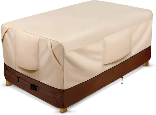 Vista 11 de COSFLY Funda Impermeable de Servicio Pesado para Muebles de Patio para Conjunto de Mesa y Sillas de Exterior - Se Adapta a 108L x 82A pulgadas, Tela
