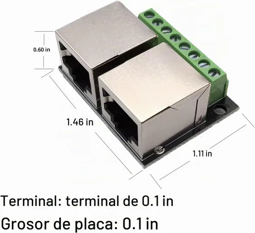 Vista 3 de 2 unids RJ45 8Pin Ethernet Dual Hembra Terminal Breakout Board,0.138 in Pitch Tornillo Conector Placa Blindada Adaptador Terminal de Red