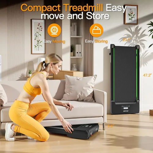 Vista 7 de Akluer Walking Pad with 12% Auto Incline, Under Desk Treadmills for Home and Office, Portable Treadmill with Smart App Scenic Routes & Bluetooth