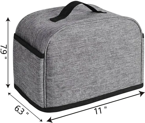 Vista 2 de Funda para tostadora de 2 rebanadas con dos bolsillos para guardar el cuchillo, color gris Gris-2