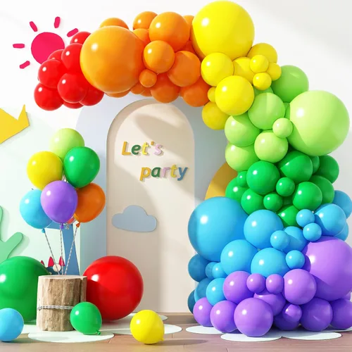 Vista 9 de RUBFAC - Kit de arco de globos de 129 piezas de color rojo rubí, diferentes tamaños de 18, 12, 10 y 5 pulgadas, globos de látex rojo cereza