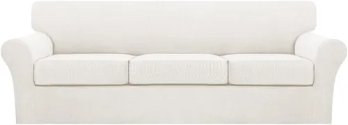 Vista 60 de Turquoize 2 fundas para sillas de sala de estar, funda de sofá con fundas de cojín individuales, funda de muebles para sillas (silla, beige biscotti)