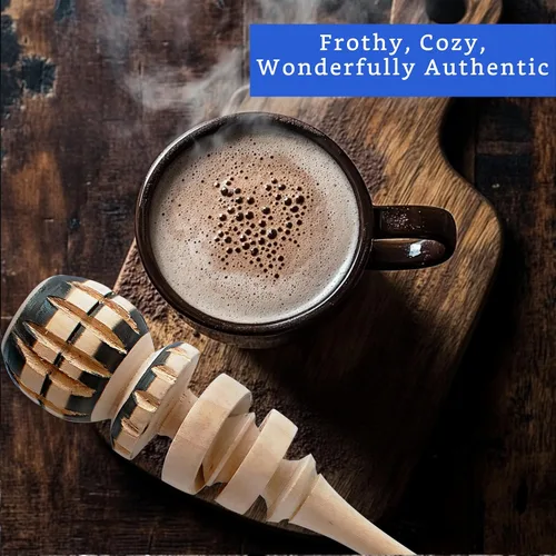 Vista 7 de Auténtico espumador de chocolate caliente artesanal Molinillo (tamaño de taza pequeña) - Batidor de madera hecho a mano para chocolate caliente