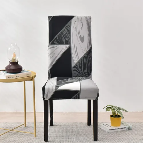 Vista 3 de Juego de 6 fundas para sillas de comedor, fundas elásticas para sillas Parsons, extraíbles, lavables, de elastano, impresas, fundas protectoras