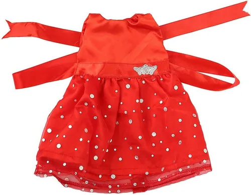 Vista 4 de Ropa y accesorios para muñecas de 18 pulgadas, hermoso vestido rojo con lunares para muñecas de 18 pulgadas