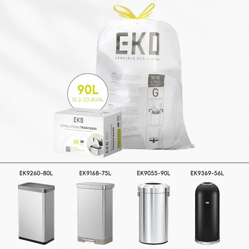 Vista 6 de EKO Juego de botes de basura con sensor de movimiento de 80 litros, incluye un bote de basura automático sin contacto de 80 litros Mirage-X más 60