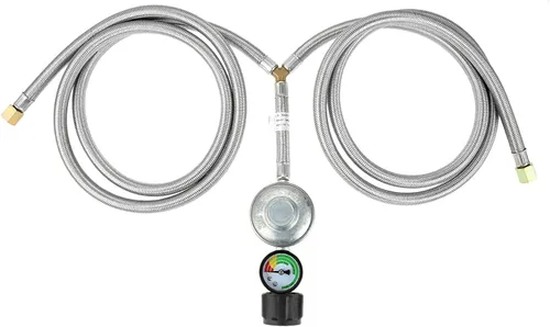 Regulador de propano de baja presión de 5 pies, manguera trenzada doble para electrodomésticos de gas de cocina, parrilla de gas LPG, calentador,