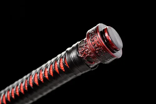 Vista 6 de Espada Katana de espiga completa de acero al manganeso, hoja púrpura y rojo