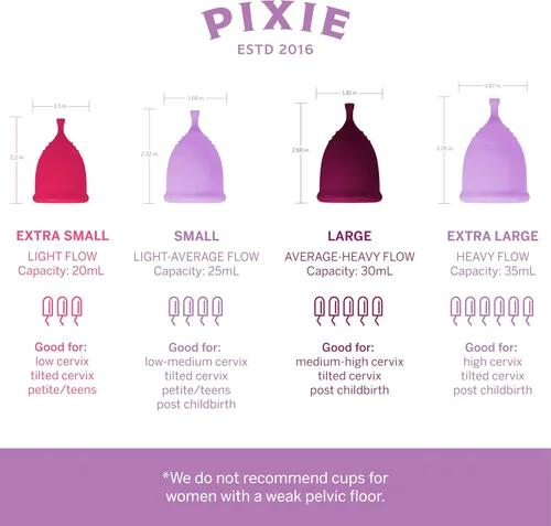 Vista 8 de Copa menstrual de Pixie - Sin metales ni toxinas - Clasificada como la más suave y reutilizable - Uso de 12 horas - 100% de silicona de grado médico