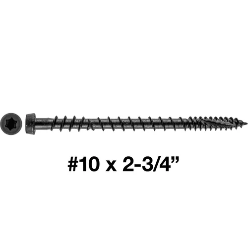 Vista 3 de Tornillo de madera compuesto gris castillo de 2-3/4 pulgadas, cabeza de accionamiento Torx/Star Drive Head - Recubierto Exterior - Compatible