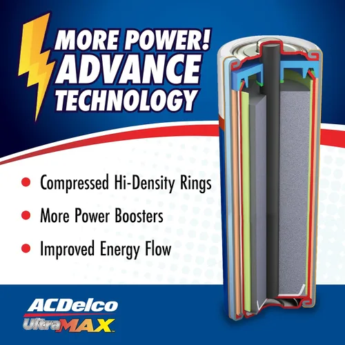 Vista 3 de Powermax ACDelco UltraMAX 10 pilas AAA triples, batería alcalina con tecnología avanzada para el hogar y la oficina, vida útil de 10 años, embalaje