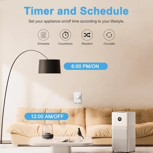 Vista 8 de EIGHTREE Matter Smart Plug, compatible con Homekit, requiere hub, enchufes inteligentes que funcionan con Alexa, Siri y Google Home, enchufe WiFi