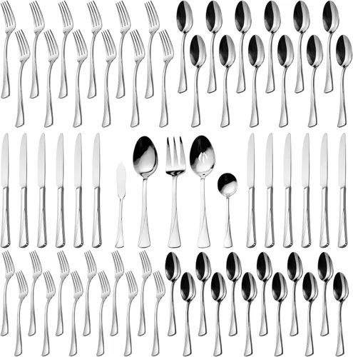 Vista 14 de Alata Alice Black Mirror - Juego de 40 piezas de cubertería de acero inoxidable, juego de cubiertos con acabado espejo, apto para lavavajillas