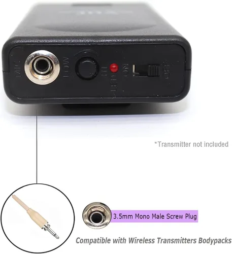 Vista 6 de Micrófono de auriculares con doble auricular sobre la oreja Micrófono compatible con sistema inalámbrico Transmisor de Bodypack con cable de 3.9 ft