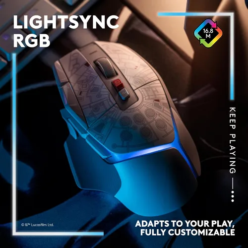 Vista 5 de Logitech G Ratón para juegos 502 X PLUS Millenium Falcon Edition, LIGHTSPEED Wireless RGB Gaming Mouse - Interruptores híbridos LIGHTFORCE, sensor
