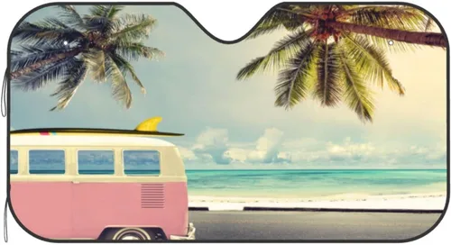 Parasol plegable para parabrisas de automóvil de playa, visera solar para ventana delantera, cubierta de protección solar para automóvil, camión, 2