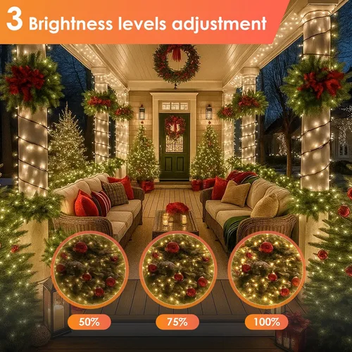 Vista 4 de LumiGlow - Luces de Navidad de 1200 LED, 394 pies, luces de árbol de Navidad impermeables IP67 con 8 modos, luces de cadena para exteriores