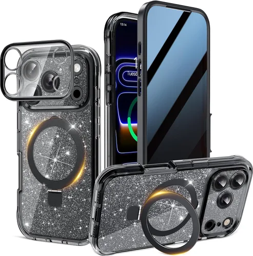 Vista 23 de [Anillo de metal CD y soporte invisible giratorio de 360° ] Funda magnética para iPhone 13 Pro Max [Parachoques galvanizados a prueba de golpes]
