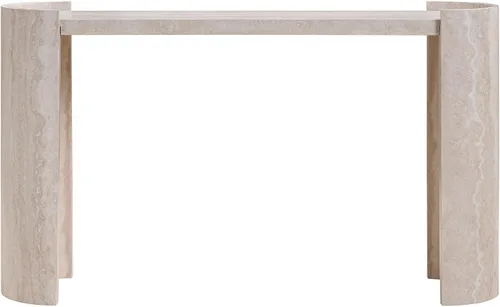 Vista 9 de Mesa de consola curvada de travertino de 47.24 pulgadas con mármol