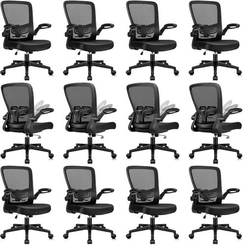 Vista 18 de KLASIKA Sillas de escritorio de oficina con ruedas, silla ergonómica de malla con soporte lumbar de altura ajustable, silla giratoria
