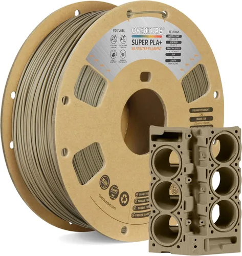 Vista 52 de Overture PLA Plus (PLA+) Filamento de 1/16 pulgadas, dureza mejorada con rollo PLA, con superficie de construcción 3D de 7.87 × 7.87 pulgadas, PLA