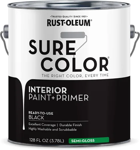 Rust-Oleum 380228 Black Sure Color - Pintura interior + imprimación, semi-brillante, 1 galón