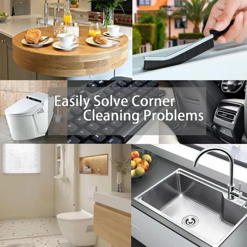 Vista 7 de Herramienta de cepillo de limpieza para grietas, cepillo de cerdas duras resistente para limpieza profunda, limpiador de lechada ultrafino