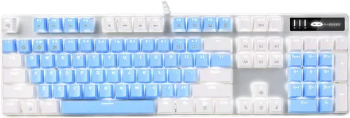 Vista 13 de MageGee - Teclado mecánico para juegos, nuevo teclado retroiluminado de 104 teclas con interruptores azules, teclado mecánico USB con cable