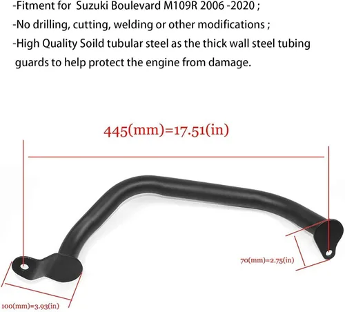 Vista 4 de Worldmotop - Protectores de motor de carretera delanteros de repuesto para Suzuki Boulevard M109R 2006-2022 (para M109R)