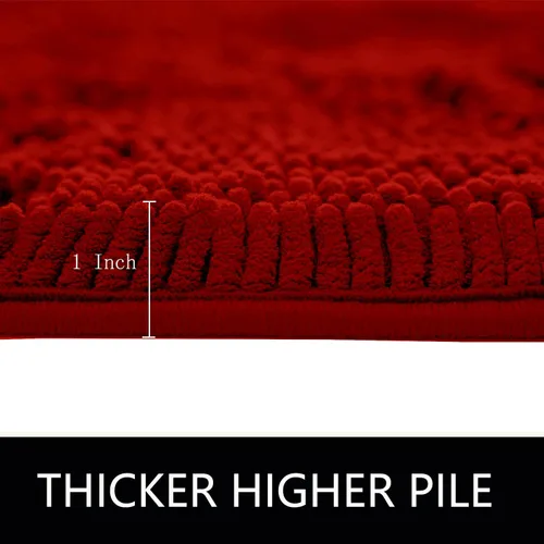 Vista 2 de BOANKODU Bathroom Rugs Chenille Bath mat, Extra Thick and Absorbent, Non-Slip, Machine Washable, Dry Quckily, Soft Cozy Plush, Shower Bathtubs and