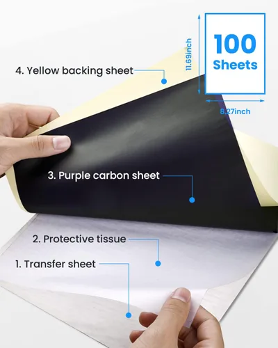 Vista 3 de Phomemo M08F - Impresora térmica portátil y papel de transferencia de tatuajes, 100 hojas tamaño A4, impresoras térmicas inalámbricas sin tinta
