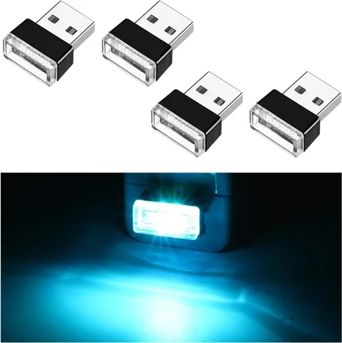 Vista 9 de Ziciner 6 PCS Lámpara de Ambiente Interior de Coche LED USB, Mini Luz Nocturna LED Portátil, Kit de Iluminación Ambiental de Maletero con Interfaz