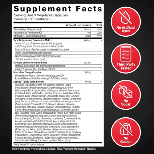 Vista 6 de Force Factor Test X180 Suplemento de apoyo de testosterona desatada para hombres con ingredientes avanzados de vitalidad masculina para ayudar a
