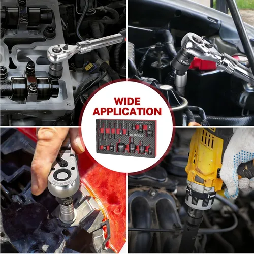 Vista 2 de BILITOOLS Juego de Adaptadores de Dados de 17 Piezas incluye Reductor, Juego de Dados de Junta Universal, Adaptador de Taladro 1/4" 3/8" 1/2