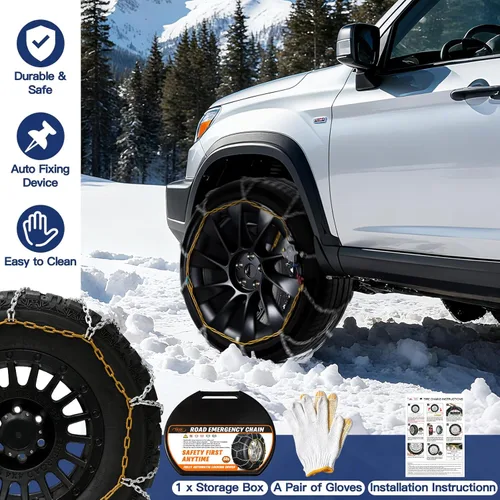 Vista 7 de DEDC Cadenas de nieve para SUV compatibles con Tesla MODELO 3 Cars 1 minuto de ajuste rápido motosierra reutilizable universal cadena de tracción
