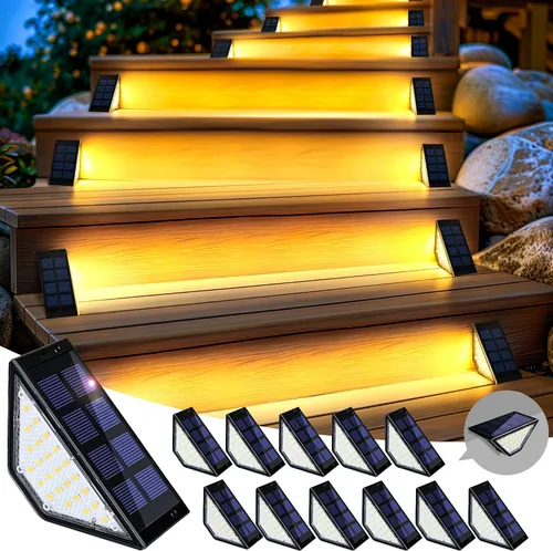 Vista 10 de Luces solares para escalones, luces de escalera para exteriores